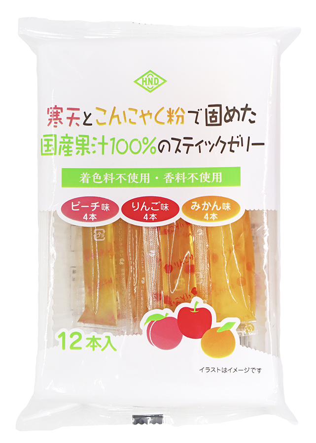花田食品　寒天とこんにゃく粉で固めた国産果汁100%のスティックゼリー　192g(16g×12本)｜自然食品の通販サンショップ