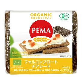 ミトク PEMA 有機全粒ライ麦パン(フォルコンブロート&チアシード) 375g(6枚入)
